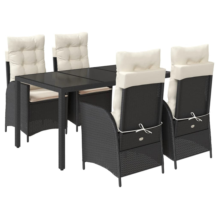 Set mobilier de grădină cu perne, 5 piese, negru, poliratan - WALTI WALTI