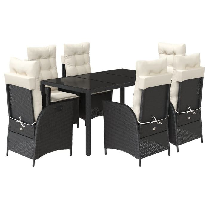 Set mobilier de grădină cu perne, 7 piese, negru, poliratan - WALTI WALTI