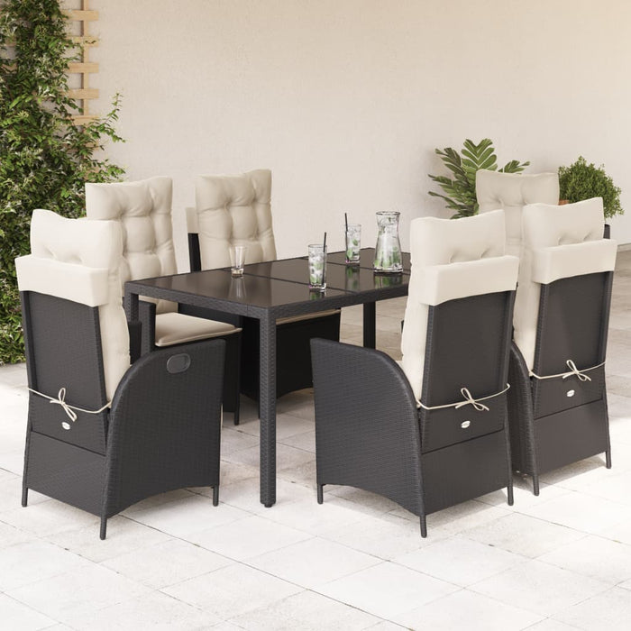 Set mobilier de grădină cu perne, 7 piese, negru, poliratan - WALTI WALTI