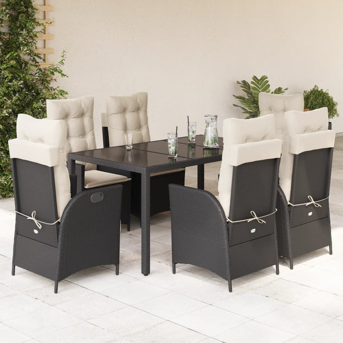 Set mobilier de grădină cu perne, 7 piese, negru, poliratan - WALTI WALTI