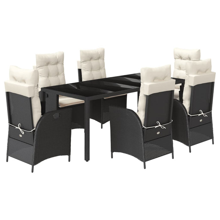 Set mobilier de grădină cu perne, 7 piese, negru, poliratan - WALTI WALTI