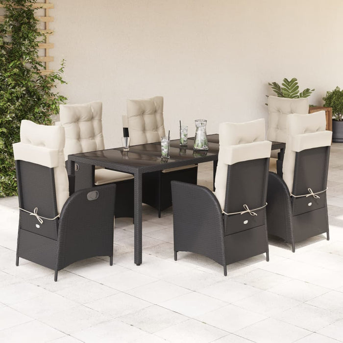 Set mobilier de grădină cu perne, 7 piese, negru, poliratan - WALTI WALTI