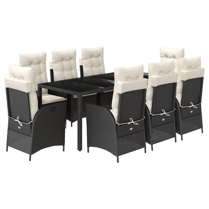 Set mobilier de grădină cu perne, 9 piese, negru, poliratan - WALTI WALTI