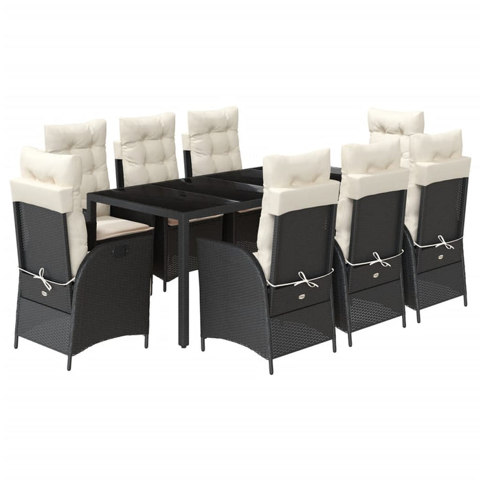 Set mobilier de grădină cu perne, 9 piese, negru, poliratan - WALTI WALTI