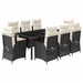 Set mobilier de grădină cu perne, 9 piese, negru, poliratan - WALTI WALTI