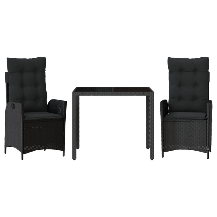 Set mobilier de grădină cu perne, 3 piese, negru, poliratan - WALTI WALTI