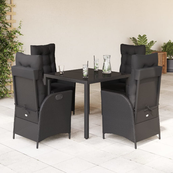 Set mobilier de grădină cu perne, 5 piese, negru, poliratan - WALTI WALTI