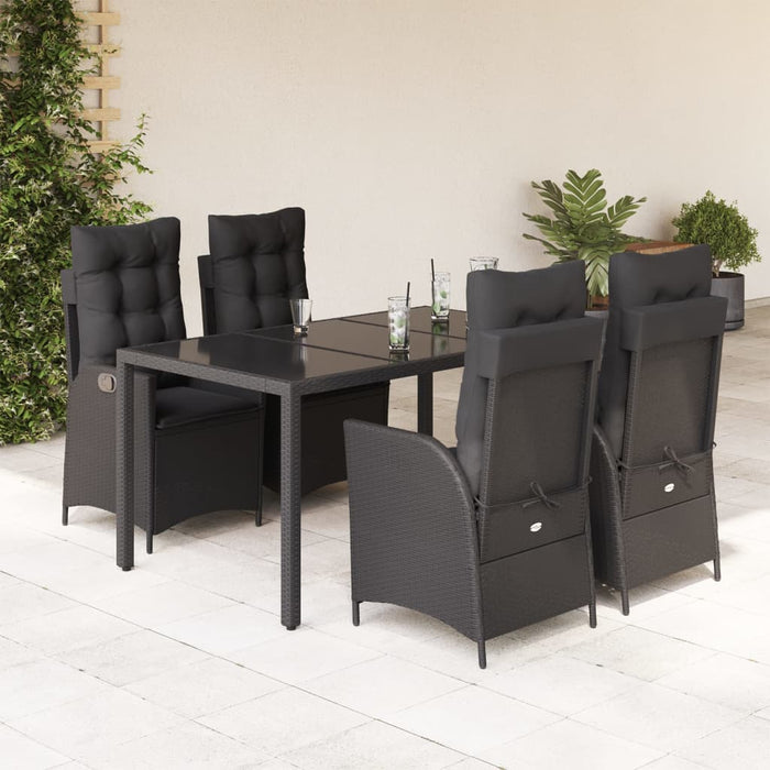 Set mobilier de grădină cu perne, 5 piese, negru, poliratan - WALTI WALTI