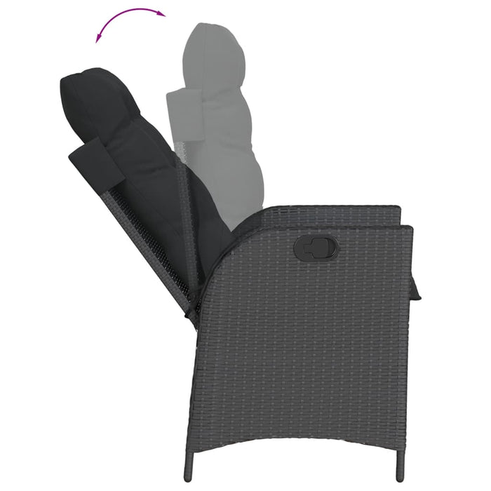 Set mobilier de grădină cu perne, 7 piese, negru, poliratan - WALTI WALTI
