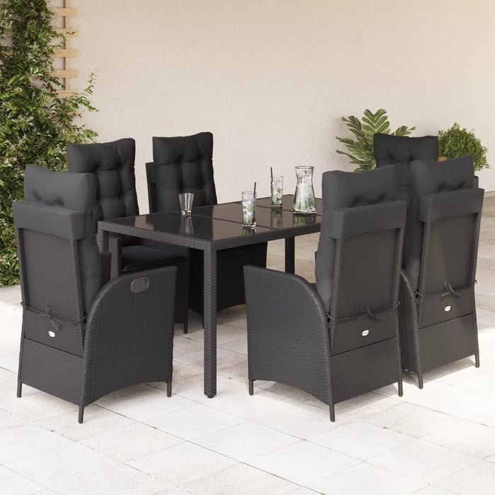 Set mobilier de grădină cu perne, 7 piese, negru, poliratan - WALTI WALTI