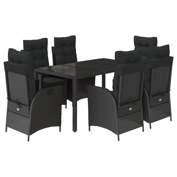 Set mobilier de grădină cu perne, 7 piese, negru, poliratan - WALTI WALTI