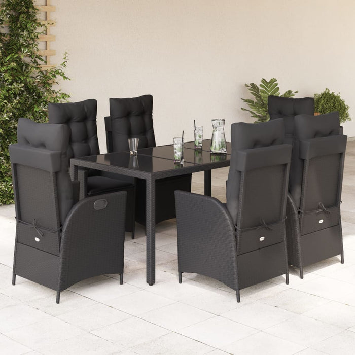 Set mobilier de grădină cu perne, 7 piese, negru, poliratan - WALTI WALTI