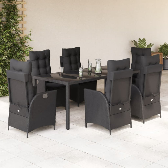 Set mobilier de grădină cu perne, 7 piese, negru, poliratan - WALTI WALTI