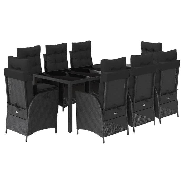 Set mobilier de grădină cu perne, 9 piese, negru, poliratan - WALTI WALTI