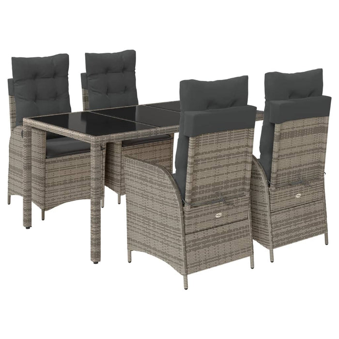 Set mobilier de grădină cu perne, 5 piese, gri, poliratan WALTI