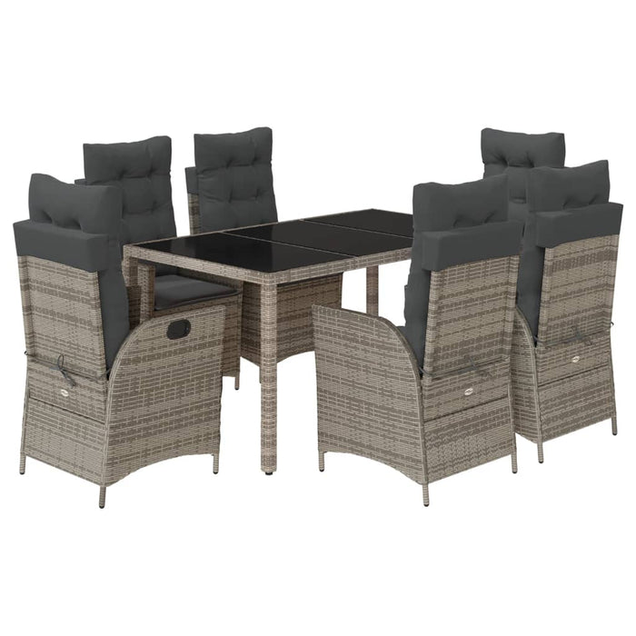 Set mobilier de grădină cu perne, 7 piese, gri, poliratan - WALTI WALTI