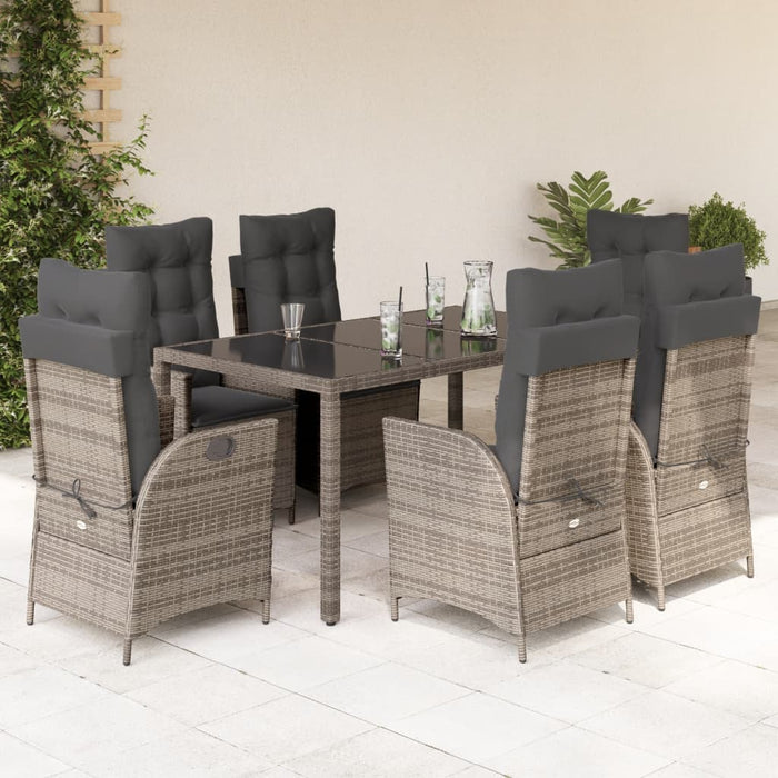 Set mobilier de grădină cu perne, 7 piese, gri, poliratan - WALTI WALTI
