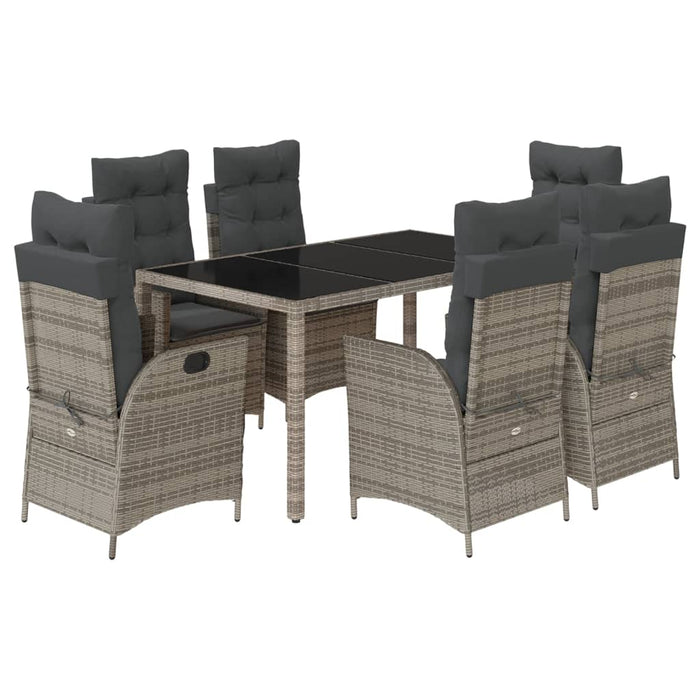 Set mobilier de grădină cu perne, 7 piese, gri, poliratan - WALTI WALTI