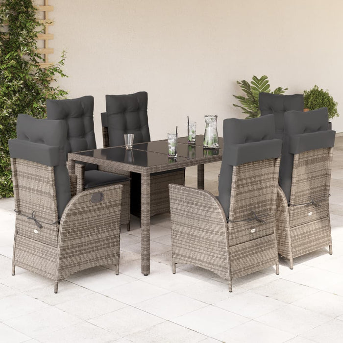 Set mobilier de grădină cu perne, 7 piese, gri, poliratan - WALTI WALTI