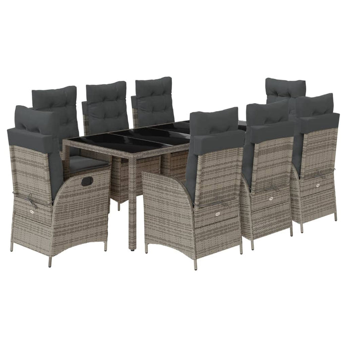 Set mobilier grădină cu perne, 9 piese, gri, poliratan - WALTI WALTI