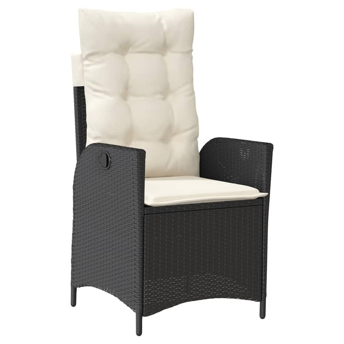 Set mobilier de grădină cu perne, 3 piese, negru, poliratan WALTI