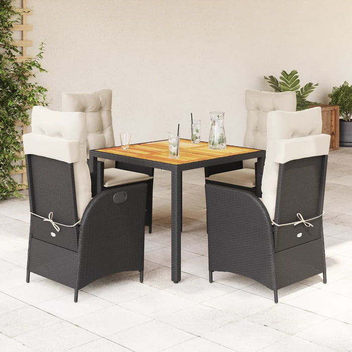 Set mobilier de grădină cu perne, 5 piese, negru, poliratan - WALTI WALTI