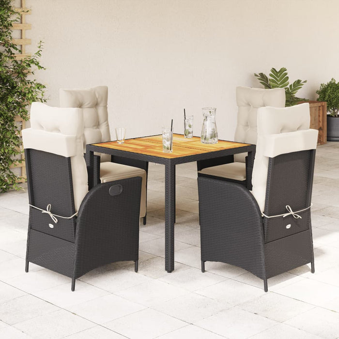 Set mobilier de grădină cu perne, 5 piese, negru, poliratan - WALTI WALTI