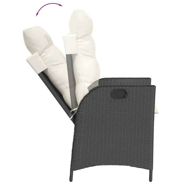 Set mobilier de grădină cu perne, 7 piese, negru, poliratan WALTI