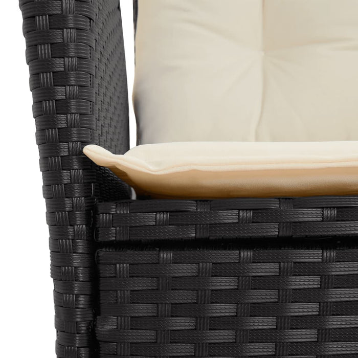 Set mobilier de grădină cu perne, 7 piese, negru, poliratan WALTI