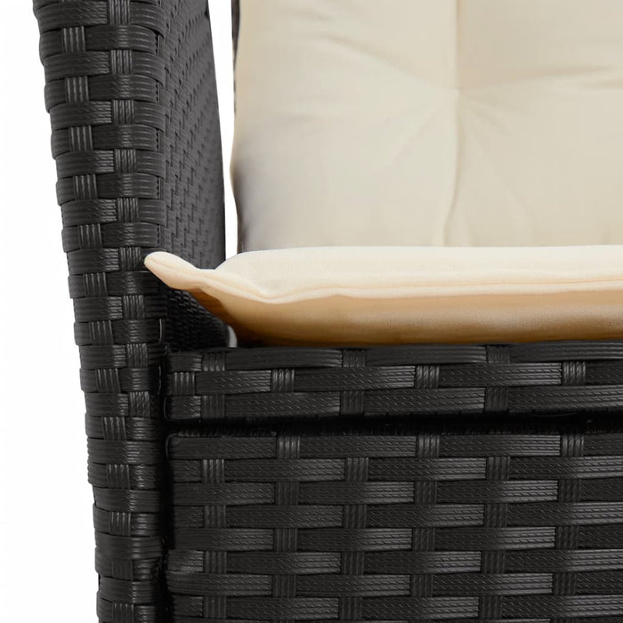 Set mobilier de grădină cu perne, 7 piese, negru, poliratan WALTI