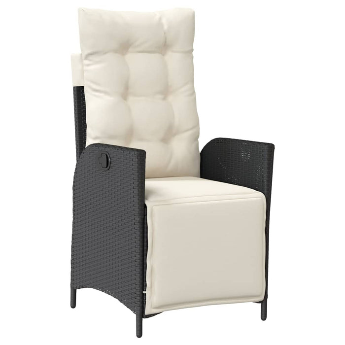 Set mobilier de grădină cu perne, 7 piese, negru, poliratan WALTI