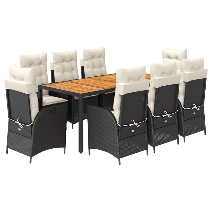 Set mobilier de grădină cu perne, 9 piese, negru, poliratan - WALTI WALTI