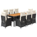 Set mobilier de grădină cu perne, 9 piese, negru, poliratan - WALTI WALTI