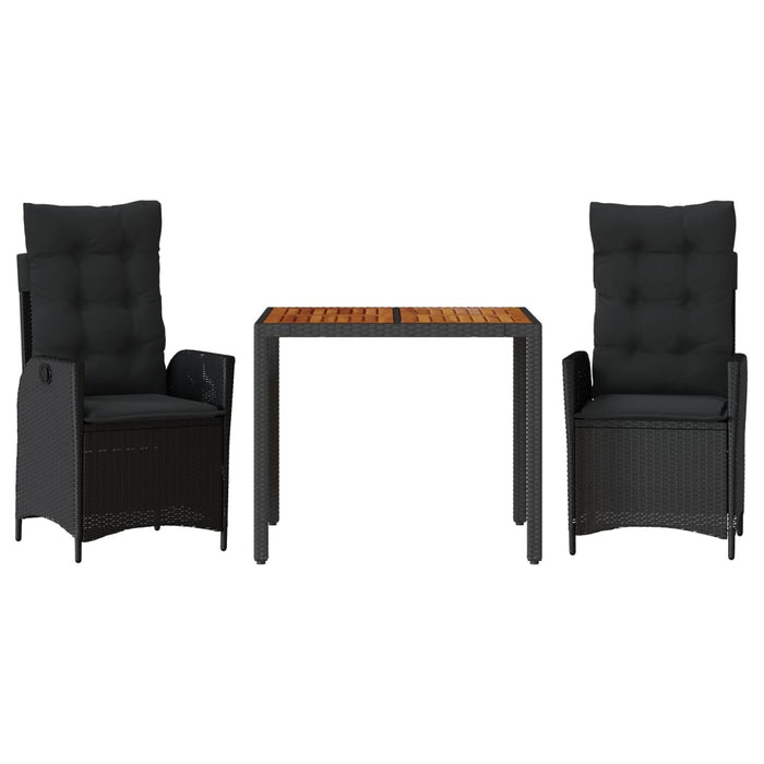 Set mobilier de grădină cu perne, 3 piese, negru, poliratan - WALTI WALTI