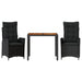Set mobilier de grădină cu perne, 3 piese, negru, poliratan - WALTI WALTI