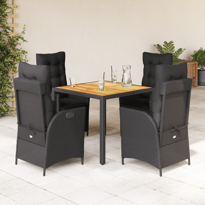 Set mobilier de grădină cu perne, 5 piese, negru, poliratan - WALTI WALTI