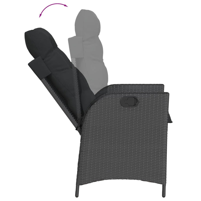 Set mobilier de grădină cu perne, 7 piese, negru, poliratan WALTI
