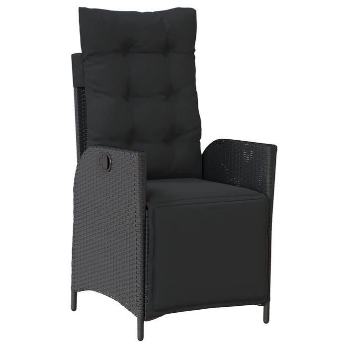 Set mobilier de grădină cu perne, 7 piese, negru, poliratan WALTI