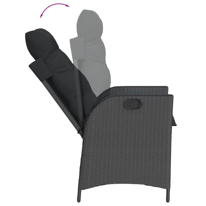 Set mobilier de grădină cu perne, 7 piese, negru, poliratan WALTI
