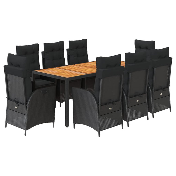 Set mobilier de grădină cu perne, 9 piese, negru, poliratan - WALTI WALTI