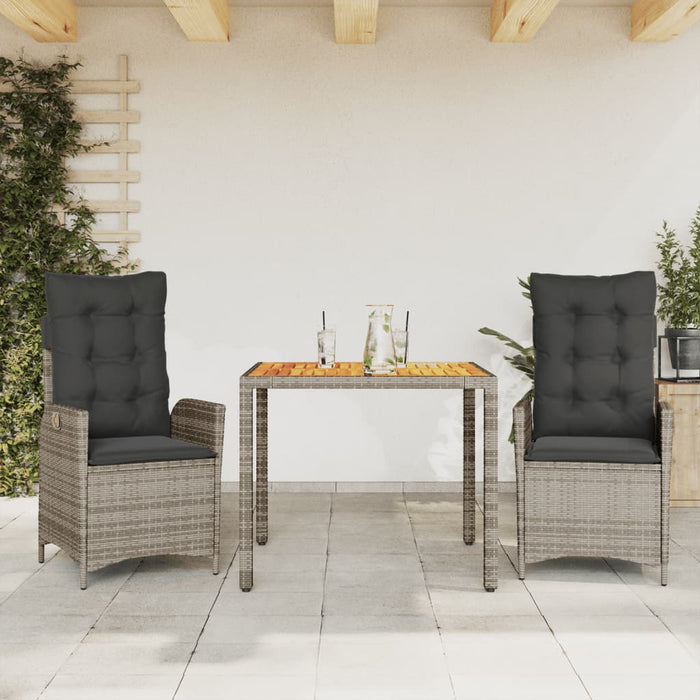 Set mobilier de grădină cu perne, 3 piese, gri, poliratan - WALTI WALTI