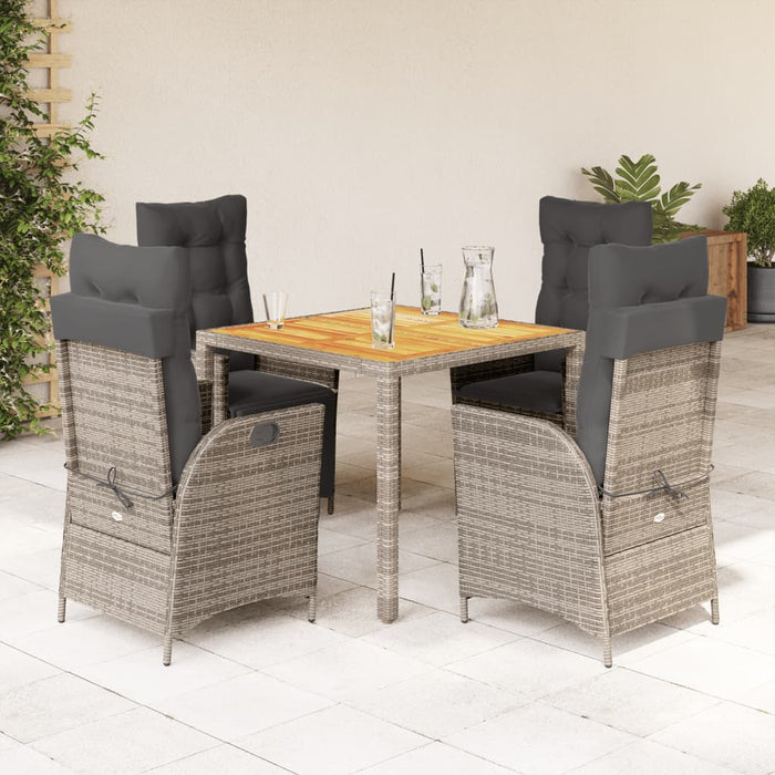 Set mobilier de grădină cu perne, 5 piese, gri, poliratan WALTI