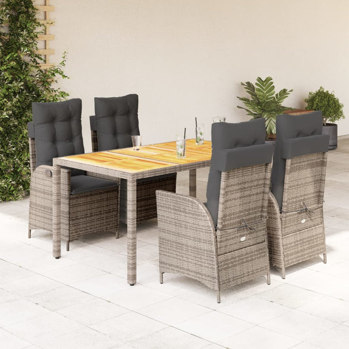 Set mobilier de grădină cu perne, 5 piese, gri, poliratan WALTI