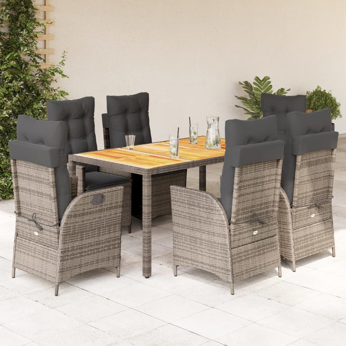 Set mobilier de grădină cu perne, 7 piese, gri, poliratan - WALTI WALTI