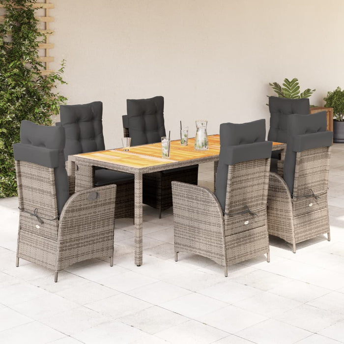 Set mobilier de grădină cu perne, 7 piese, gri, poliratan - WALTI WALTI
