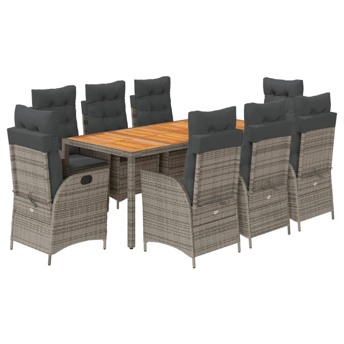 Set mobilier grădină cu perne, 9 piese, gri, poliratan - WALTI WALTI