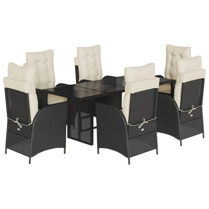 Set mobilier de grădină cu perne, 7 piese, negru, poliratan - WALTI WALTI