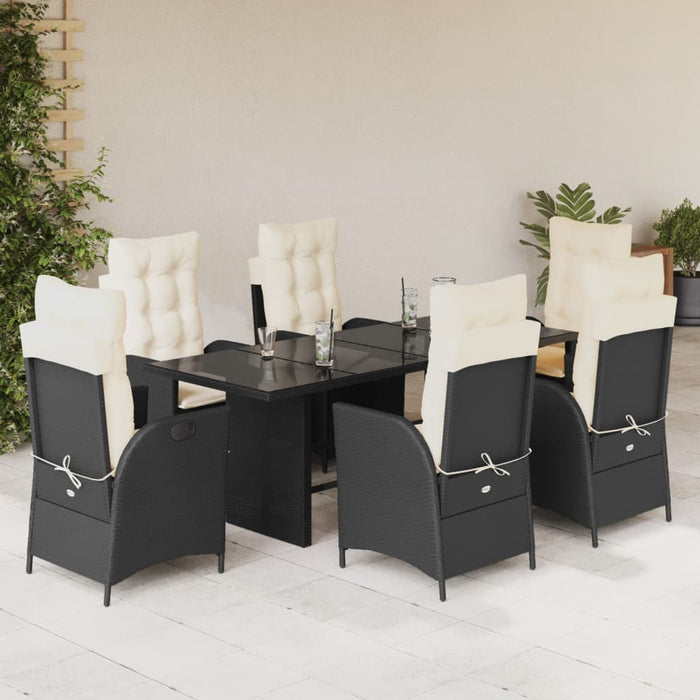 Set mobilier de grădină cu perne, 7 piese, negru, poliratan - WALTI WALTI