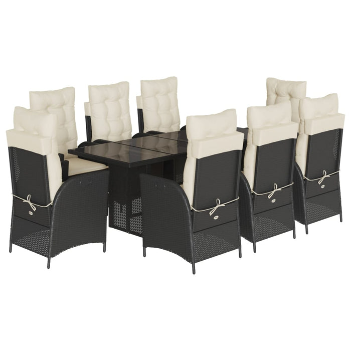 Set mobilier de grădină cu perne, 9 piese, negru, poliratan - WALTI WALTI