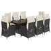 Set mobilier de grădină cu perne, 9 piese, negru, poliratan - WALTI WALTI